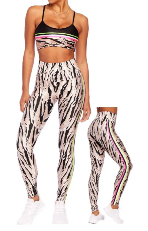 Everyday Style Neon 7/8 Leggings In Nude Tiger