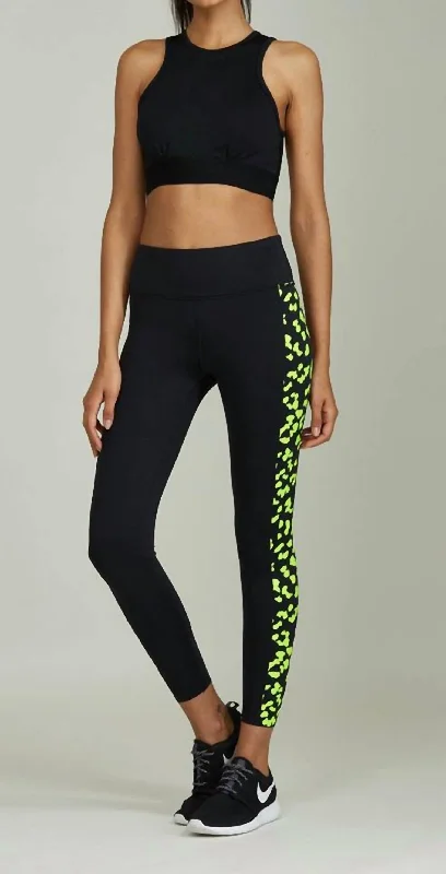 Elegant Wear Neon Leopard Legging In Black