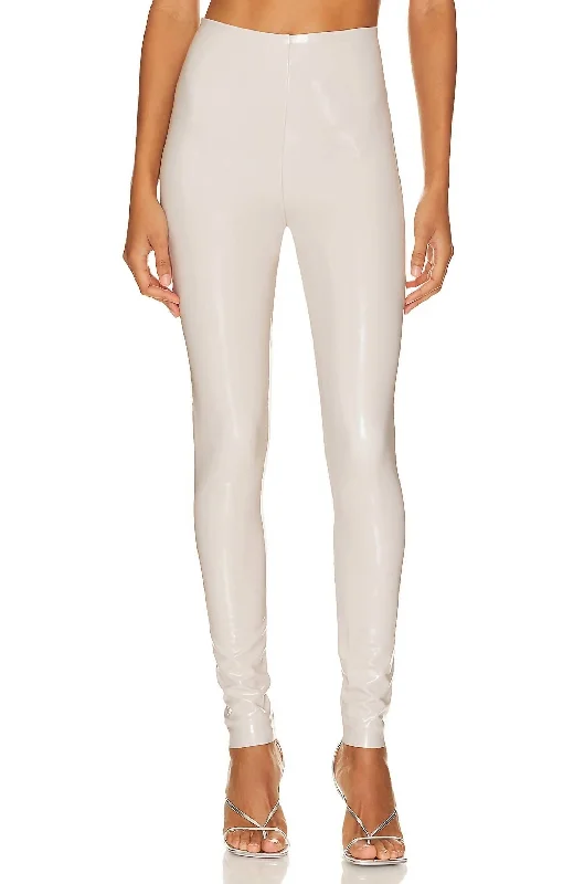 Weekend Wear Perfect Faux Patent Leather Legging In Porcelain