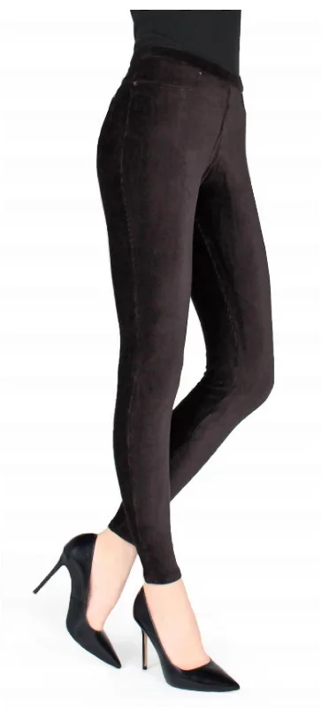 Soft Casuals Thin Ribbed Corduroy Leggings In Black